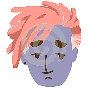 Sad tired cry face diversity people head icon hadn drawing illustration