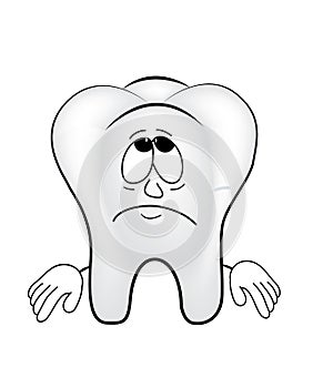 Sad tooth cartoon