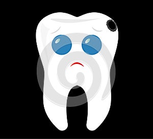 Sad tooth vector illustration, tooth character logo