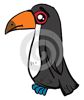 Sad toucan bird, illustration, vector photo