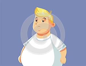 Sad Unhappy Overweight Man Vector Illustration