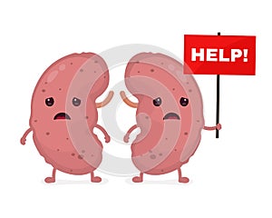 Sad unhealthy sick kidneys vector