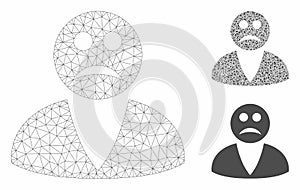 Sad User Vector Mesh Network Model and Triangle Mosaic Icon