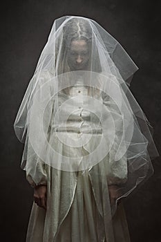 Sad victorian bride