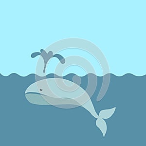 Sad whale in the sea