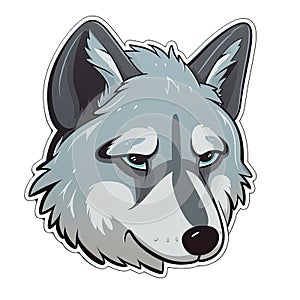 Sad Wolf Face Sticker On Isolated Tansparent Background, Png, Logo. Generative AI