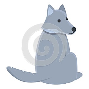 Sad wolf icon, cartoon style