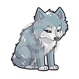 Sad Wolf Sticker On Isolated Tansparent Background, Png, Logo. Generative AI