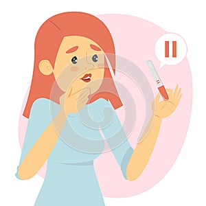 Sad woman holding a positive pregnancy test