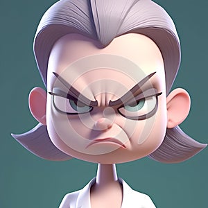 Sad woman with a sad expression on her face, 3d render