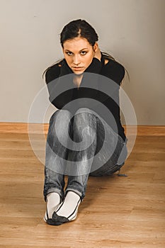Lonely woman in depression photo
