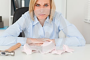 Sad woman sitting in front