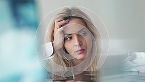 sad woman stress frustration lonely emotion mirror