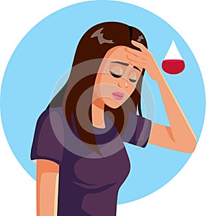 Sad Woman Suffering from Anemia Vector Cartoon illustration photo