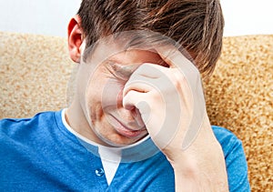 Sad Young Man Crying