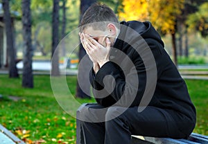 Sad Young Man outdoor