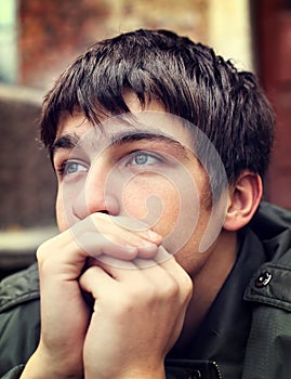 Sad Young Man outdoor