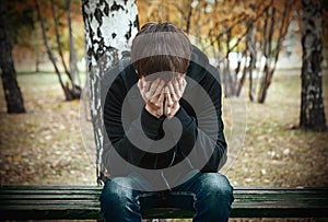 Sad Young Man outdoor