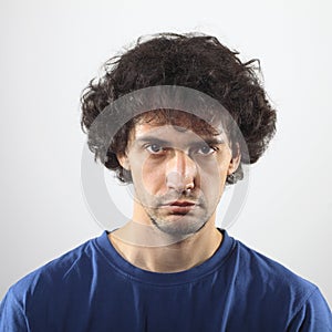 Sad young man portrait.