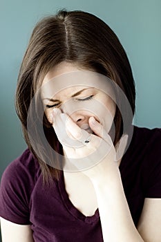 Sad young woman crying