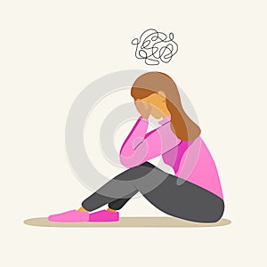 Sad young woman in depression-mental health