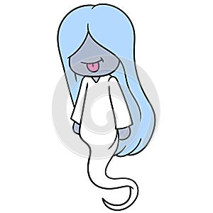 Sadako ghost with long hair, the spirit of life, doodle icon image kawaii