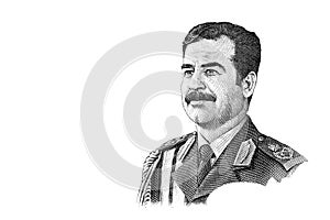 Saddam Hussein cut from 25  Iraqi dinar banknote issued in 1986