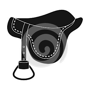 Saddle icon in black style isolated on white background. Hippodrome and horse symbol stock vector illustration.