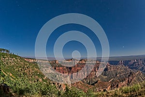 Saddle Mountain at Grand Canyon North Rim under Moonlight