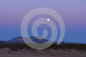 Saddle Mountain Sunrise Moon Set, Tonopah, Arizona
