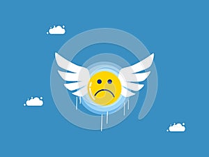 Sadness flies up in the sky. Pessimistic concept. vector