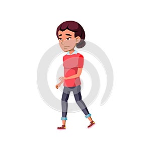 sadness girl child going from school with bad mark cartoon vector
