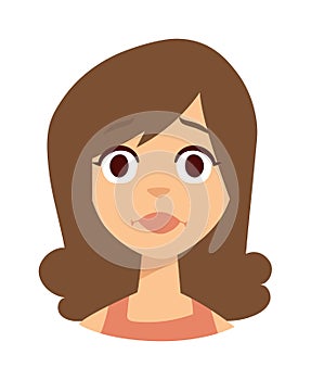 Sadness girl face vector illustration.