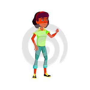 sadness hispanic girl kicking at home door cartoon vector