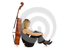 Sadness woman musician with cello