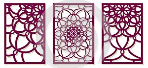 Saet of Vector Laser cut panels. Abstract Pattern template for d