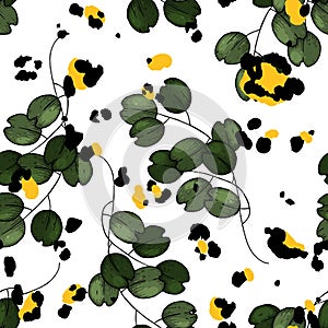 Safari Africa design of leopard. Vector. Modern animal skin prints and flower hand drawn seamless pattern