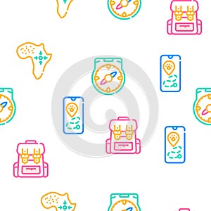 Safari African Hunting Vacation Icons Set Vector