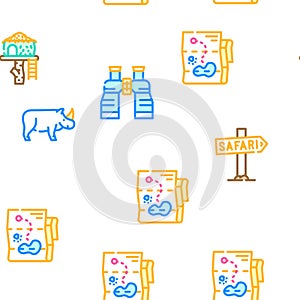 Safari African Hunting Vacation Icons Set Vector