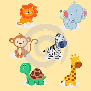 safari Animal kit. Safari Animals Lion, elephant, monkey, zebra, turtle and giraffe
