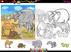 Safari animals coloring page set