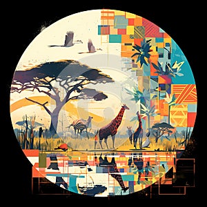 Safari Animals - Geometric Art