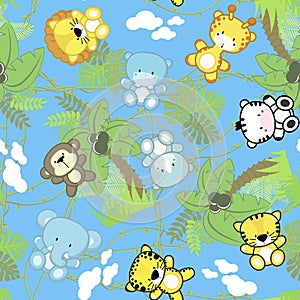 Safari baby animals seamless pattern