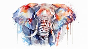 Safari Colorful painting of African Elephant.