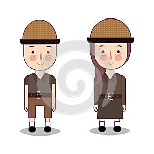 safari costume boy and girl tourism adventure traveling vacation journey explorer environment hunter