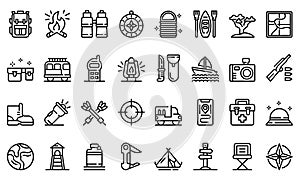 Safari equipment icons set, outline style photo