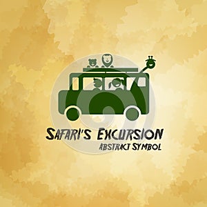 Safari Excursion abstract symbol on dirty background vector illustration