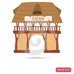 Safari excursion center building color flat icon