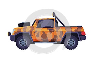 Safari Jeep Car, Vehicle for Camping, Hunting and Travel Flat Vector Illustration