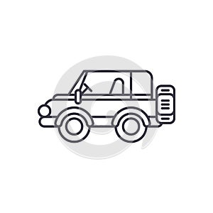 Safari jeep line icon concept. Safari jeep vector linear illustration, symbol, sign